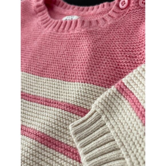 ~ BabGap 3-6 mo 1-piece Sweater Knit Romper Pink Cream Long Pockets 100% Cotton - Picture 4 of 11